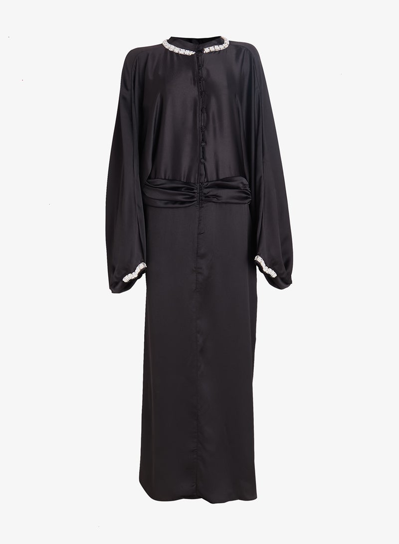 خزانة فستان مقاس كبير بياقة مزينة - Image 1